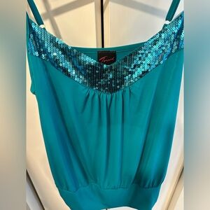 TORRID size 1 Vintage Teal SEQUIN SLEEVELESS PARTY TOP